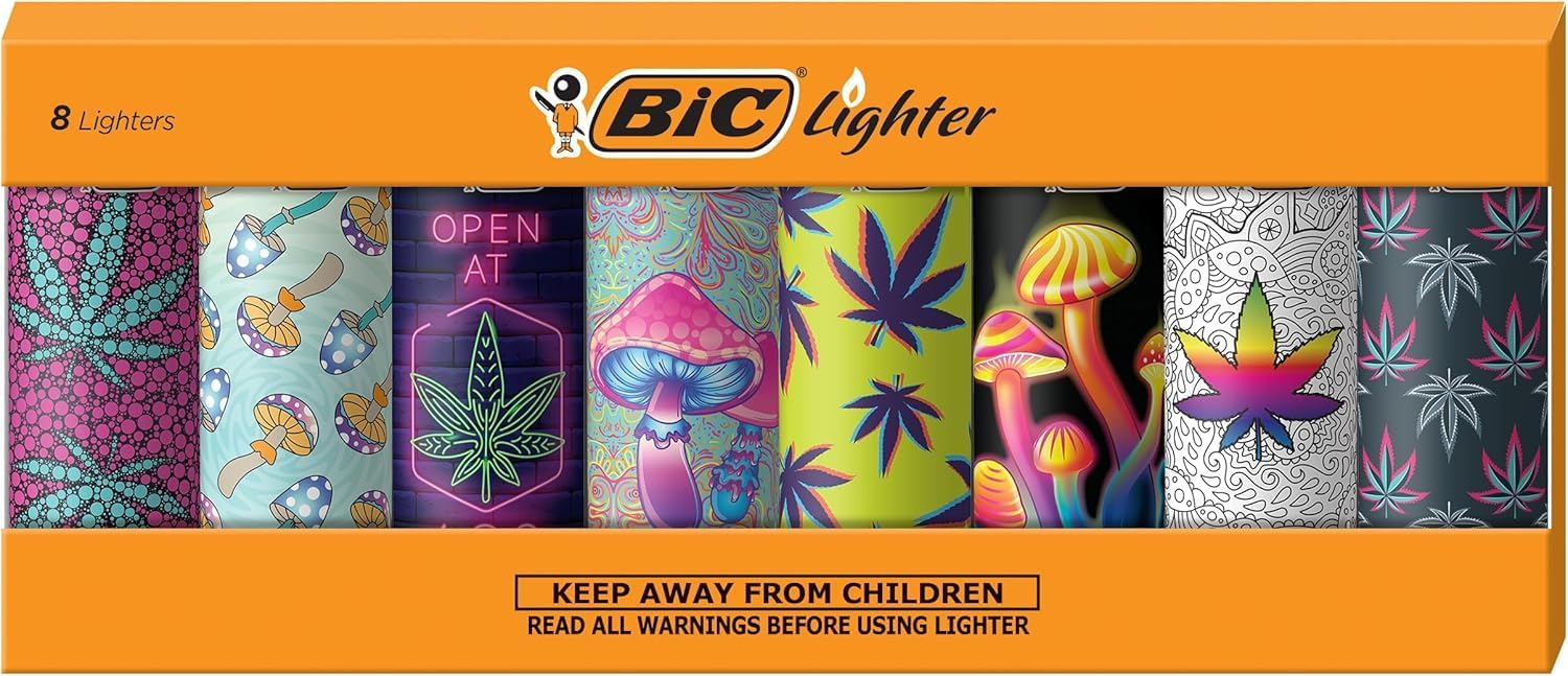 BIC Maxi Pocket Lighter, Special Edition Counterculture Series, 8 Count