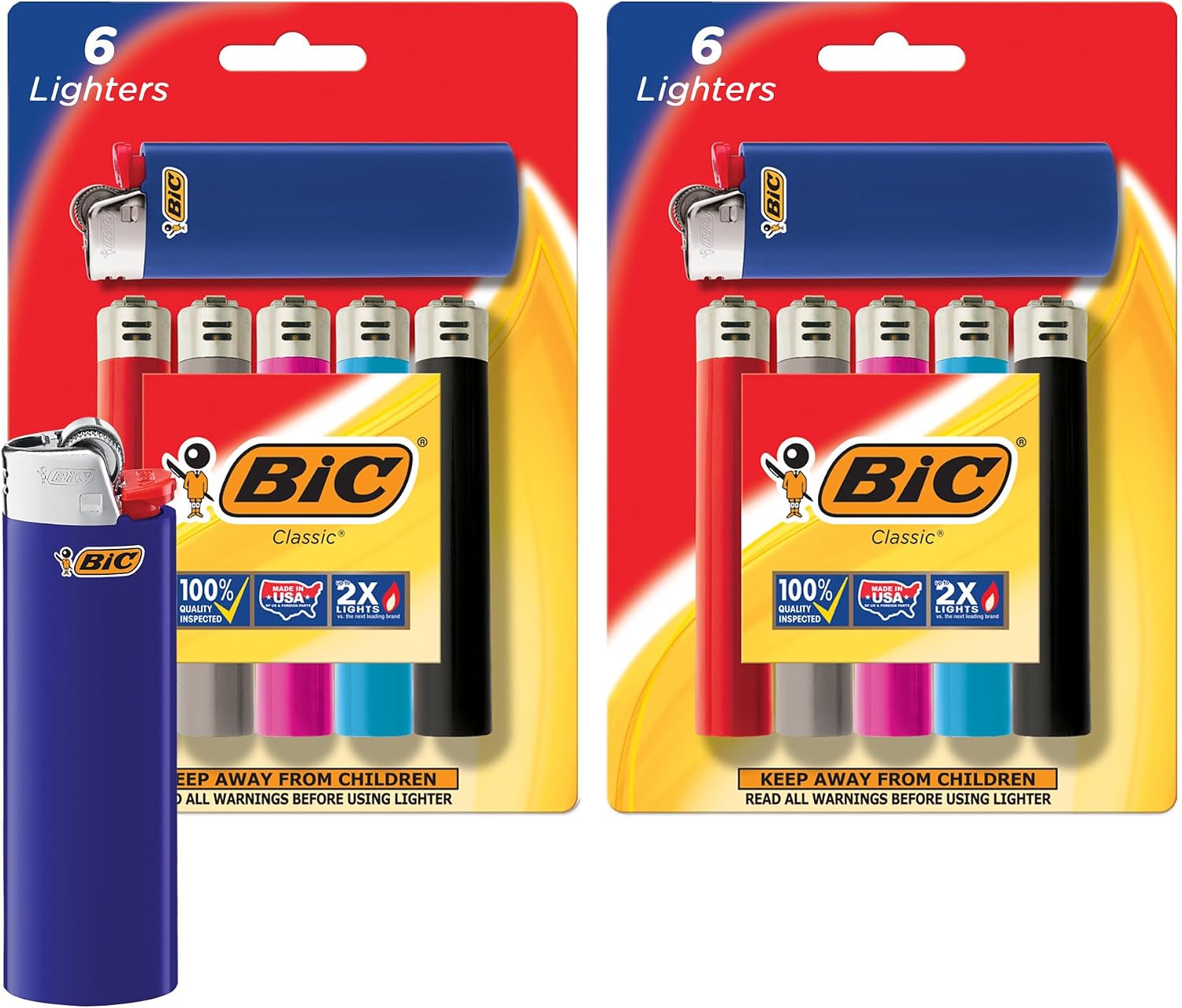 BIC Maxi Pocket Lighters, Assorted Colors, 12-Pack