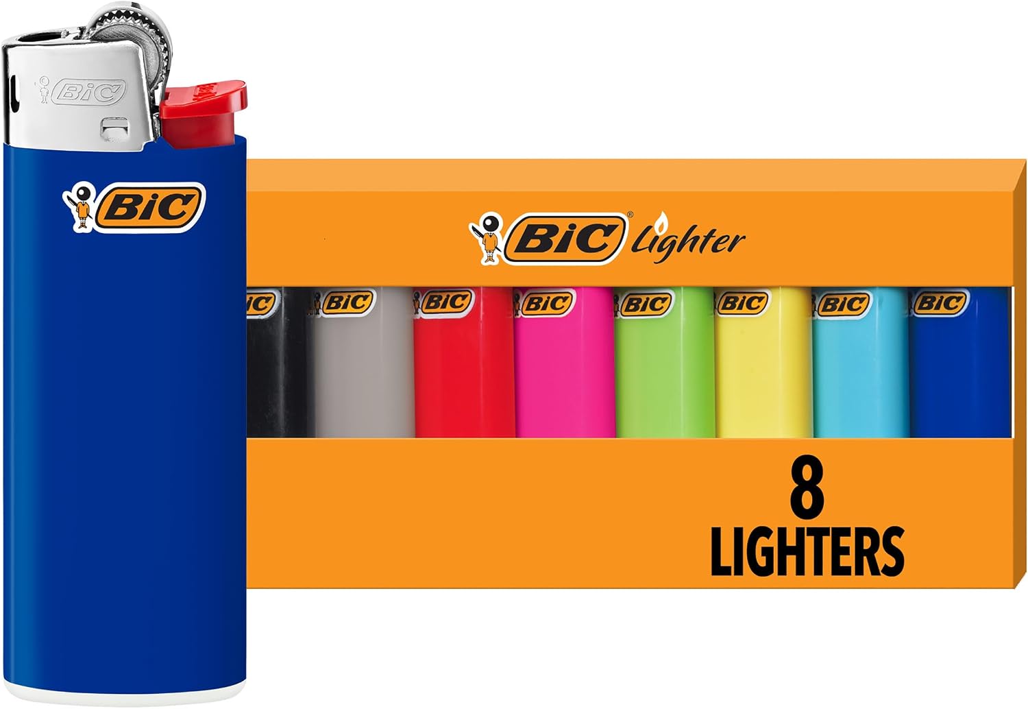 BIC Mini Lighters, Reliable and Safe, 8-Pack for Candles, Colors May Vary