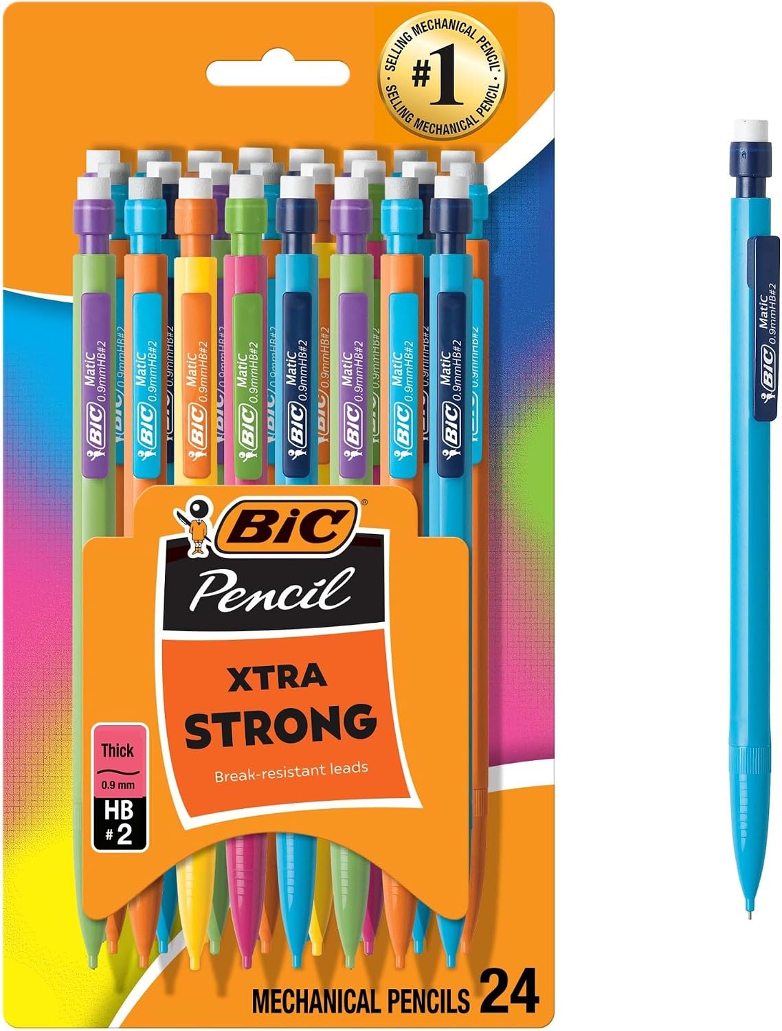 BIC Xtra Strong Mechanical Pencils, Thick Point (0.9mm), 24-pack
