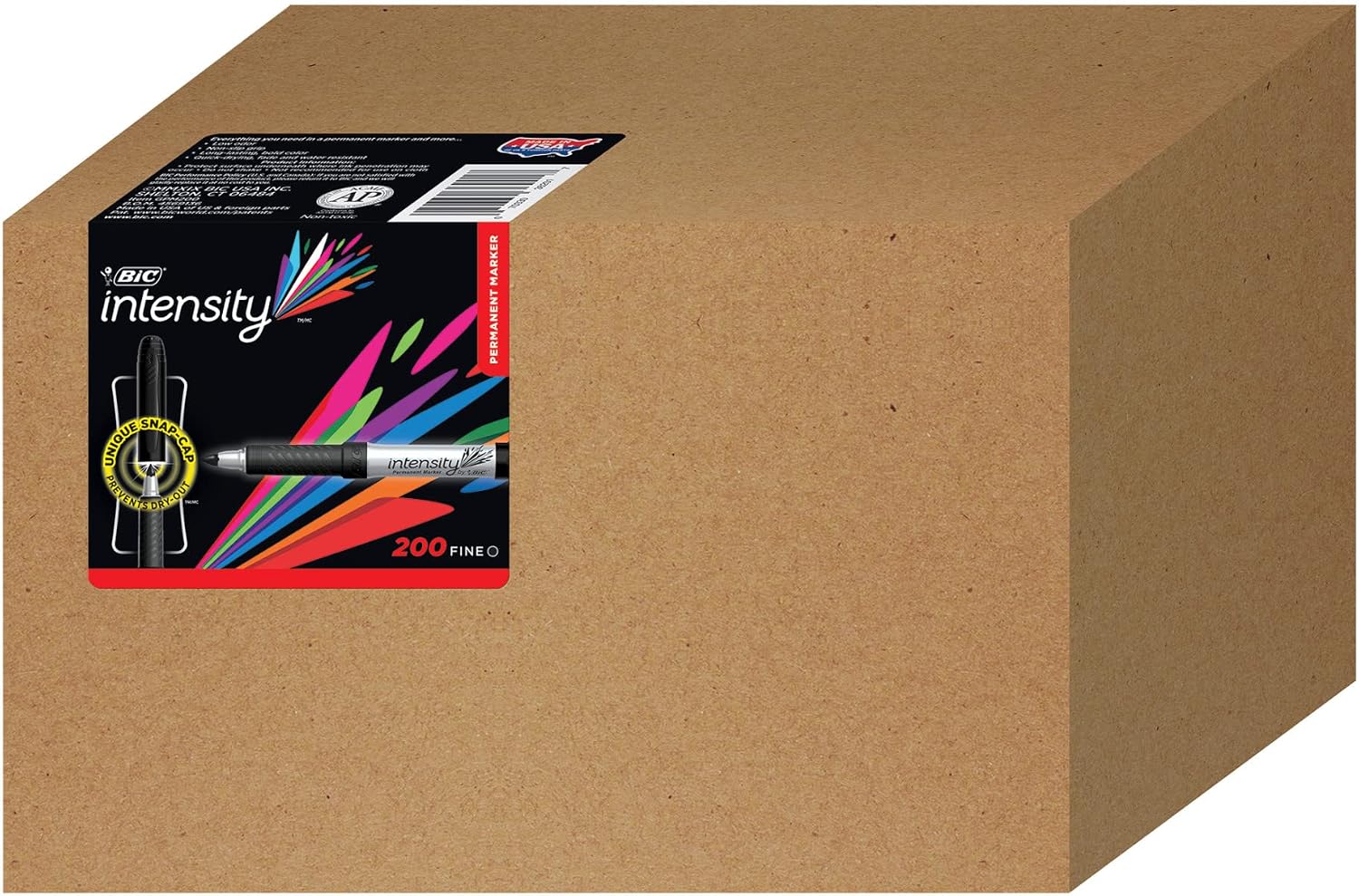 BIC Intensity Black Permanent Markers, Fine Point, 200-Count Pack