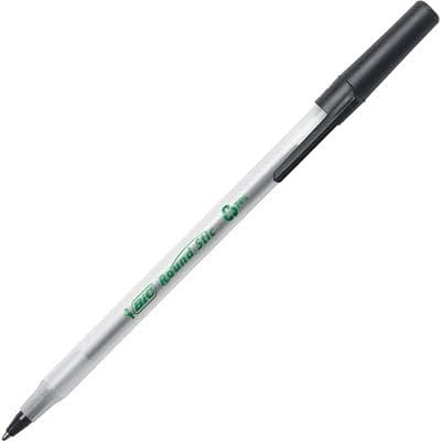 BIC Ecolutions Round Stic Ballpoint Pens, Medium Point, 1.0mm, 50-Count Black